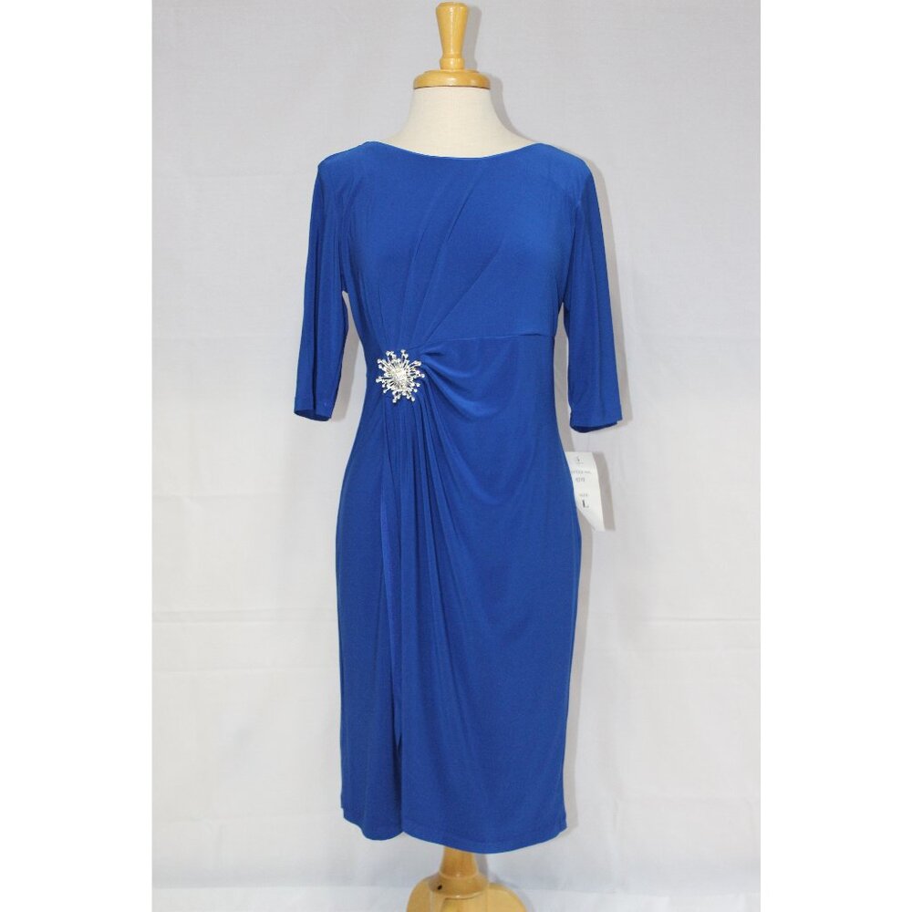 Celavie Party Dress for Women #6262-Stretch Jersey-Size L-Royal Blue-New W/Tags